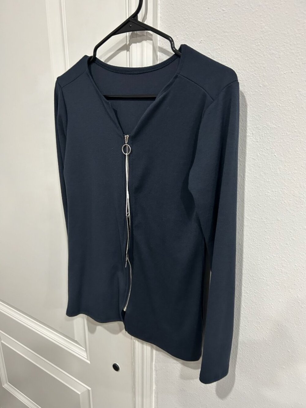 Afib-i Black Stretch Long Sleeve Front Zip Up Top Size M Minimalist Techwear - Picture 3 of 10